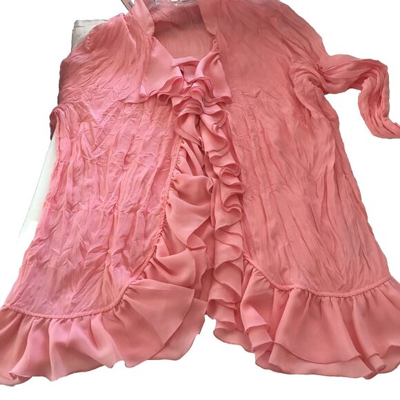 Dress-U-II Lovely Woman's Mellon Color Ruffle Blouse Pheasant Sleeves Size 2X - Picture 4 of 8